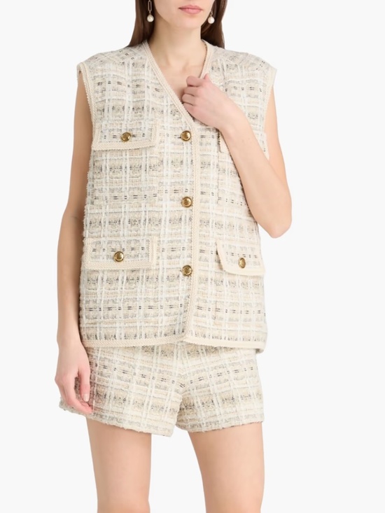 Sandro Jackets & Blazers - Camelia Sleeveless Tweed Jacket and Cam Tweed Shorts